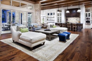 Sample room with wood, stone and other textured elements.