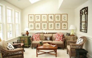 Sample of feature wall with framed print collection